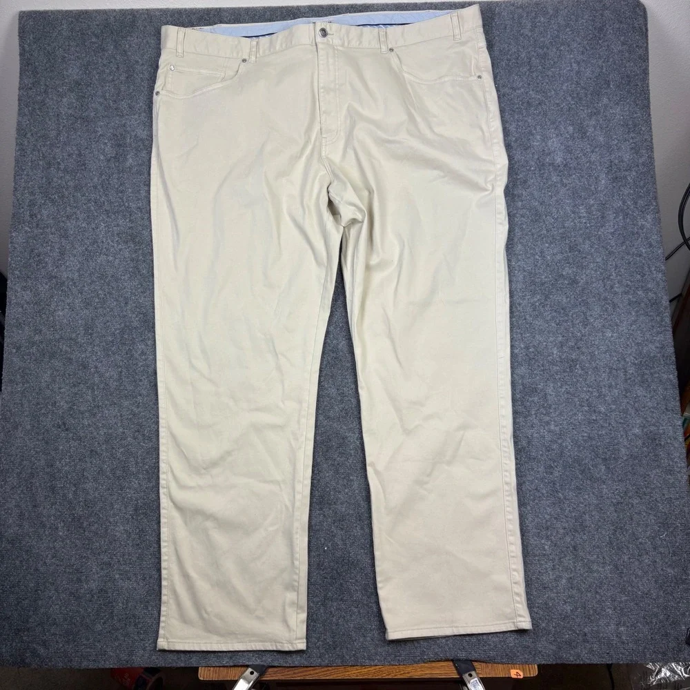Peter Millar Pants Mens 50 Beige Sateen 5-Pocket Straight Leg Casual Trousers
